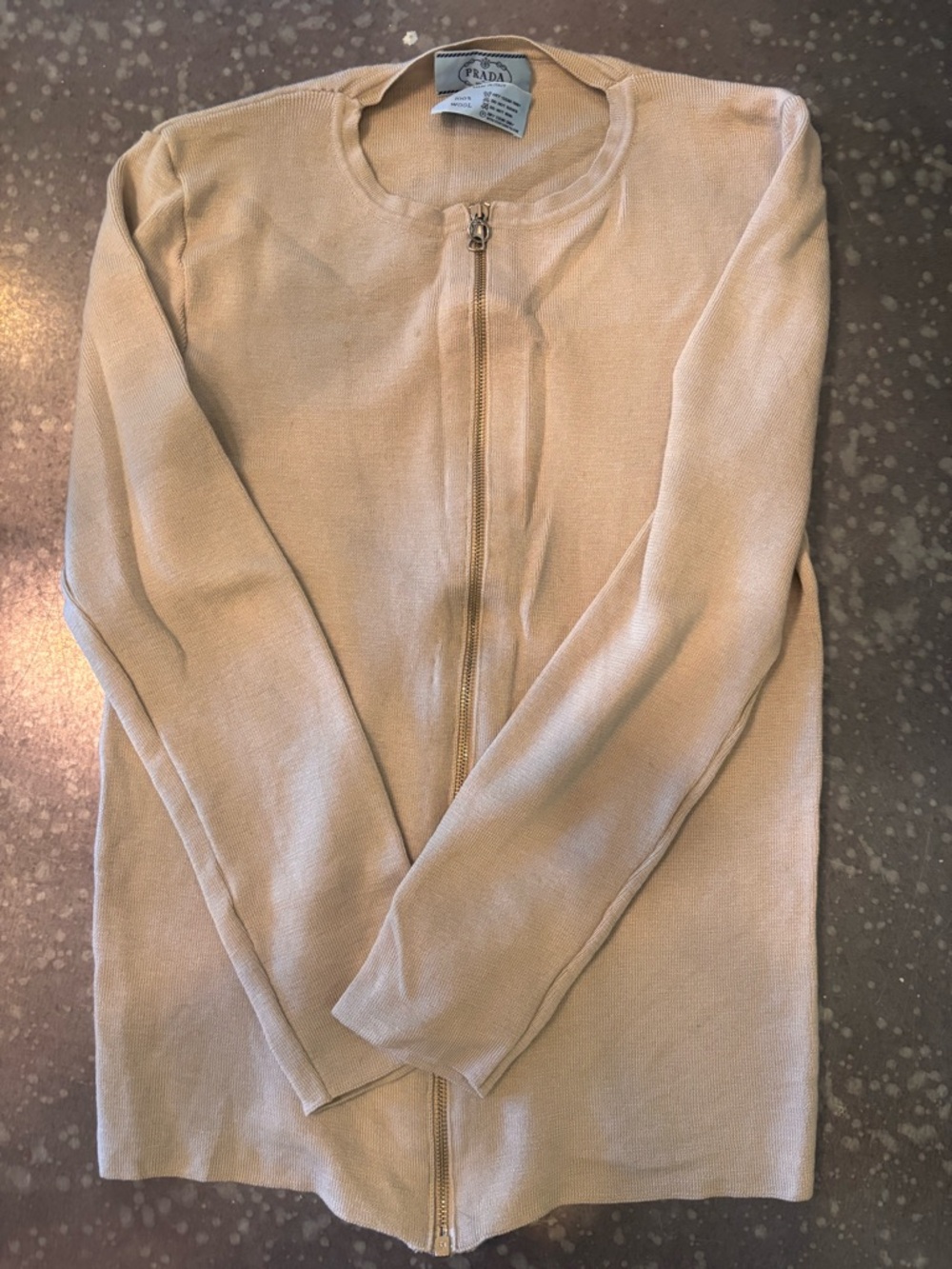 Prada Beige Zip-Front Women's Cardigan